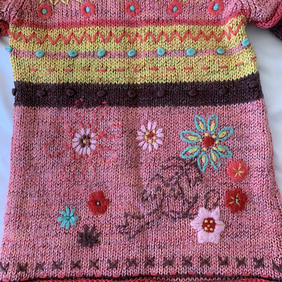 Pink and Brown Duex Par Duex Wool Dress (Size 7) - Picture 2 of 4